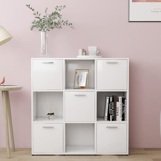 White 5-Door Bookcase with open shelves in a modern Bloemfontein living room