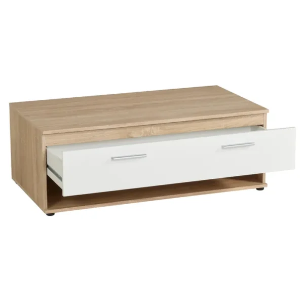 Close-up showing storage drawer and magazine niche