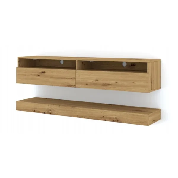 TV Duo 160cm Wall-Mounted TV Cabinet in Medieval Oak mounted in a stylish living room