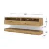 Close-up showing open shelves and flap-down compartments