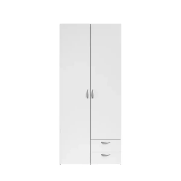 Close-up of white wardrobe drawers in a modern bedroom