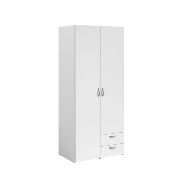 Close-up of white wardrobe drawers in a modern bedroom