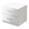 Close-up of drawer front with sleek white finish