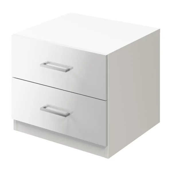 Close-up of drawer front with sleek white finish