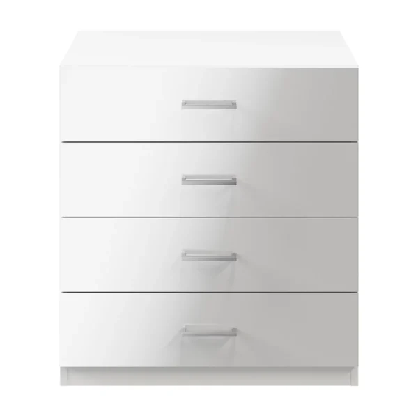 White 4-drawer freestanding chest of drawers in modern bedroom