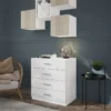 White 4-drawer freestanding chest of drawers in modern bedroom