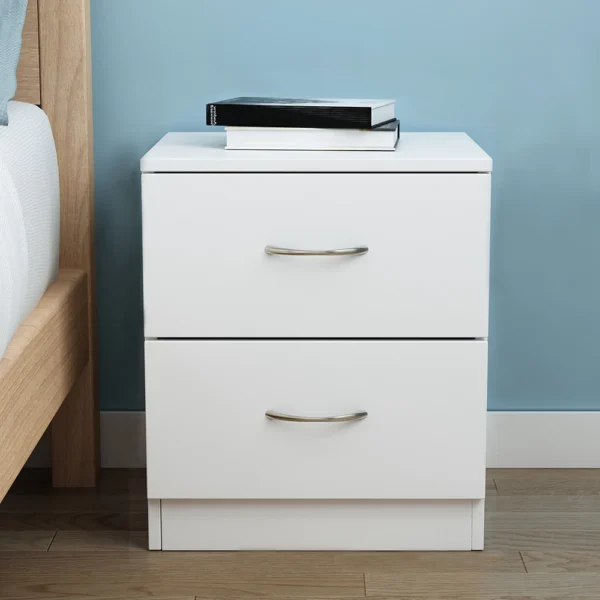 White 2-drawer bedside table in a modern bedroom in Bloemfontein