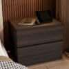 American Walnut 2-tier bedside table with soft-touch drawers