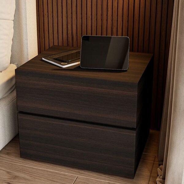 American Walnut 2-tier bedside table with soft-touch drawers
