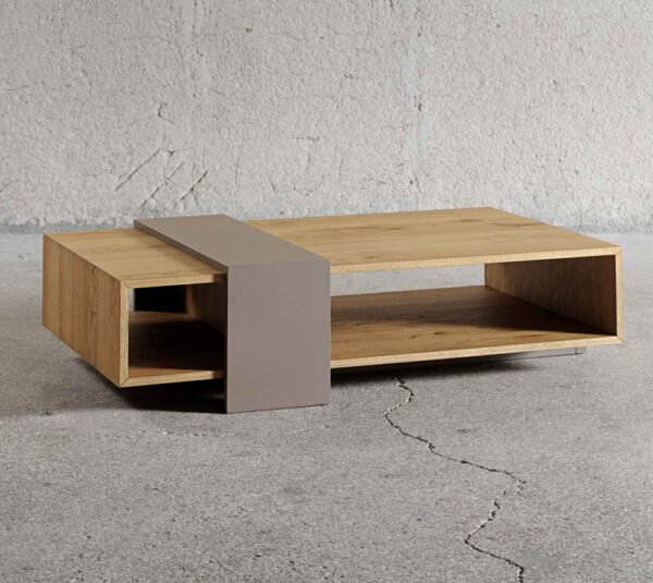 Premium oak coffee table with grey gloss top – stylish design
