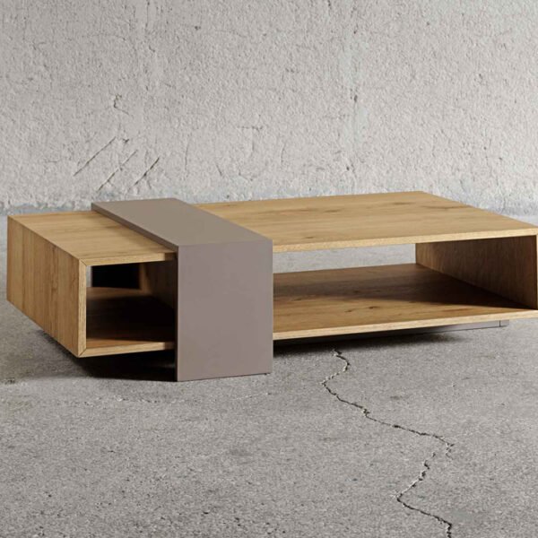 Premium oak coffee table with grey gloss top – stylish design