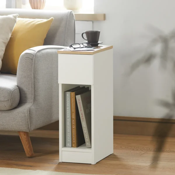 20cm 1-Drawer Bedside Table | Narrow Modern Nightstand | Compact Storage Unit
