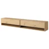 Modern wall-mounted TV stand with sound bar shelf and cable management