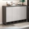 Dark and light grey dual colour modern shoe cabinet with storage shelves