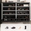 Dark and light grey dual colour modern shoe cabinet with storage shelves