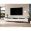 Modular TV stand wall-mounted white 270cm with 6 storage sections