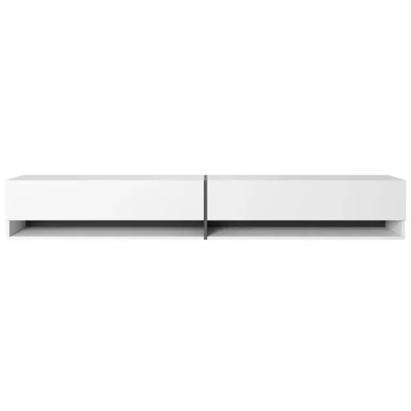 Modern wall-mounted TV stand with sound bar shelf and cable management