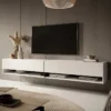 Sleek wall-mounted TV unit with minimalist design and storage