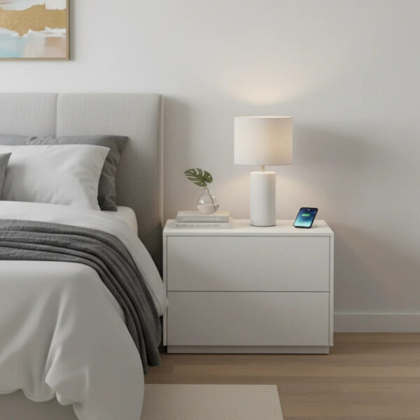 Modern White Bedside Table – Urban Crafts Furniture Bloemfontein
