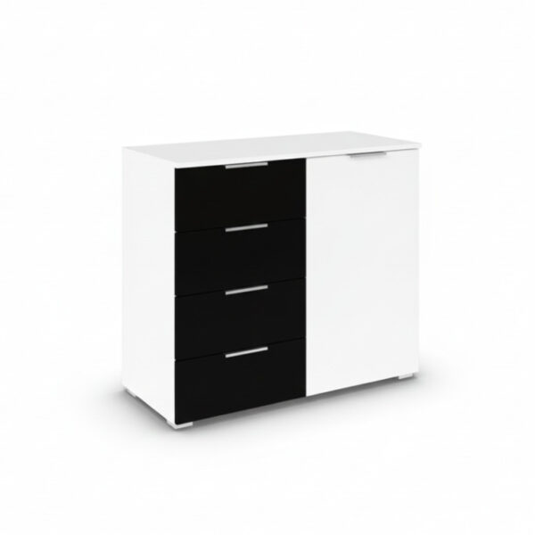 Chest-of-Drawers-with-Shelves-1 Black Drawer Fronts with White Body – Close-Up