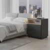 Urban Crafts Bedside Table in Vermont Slate and Canadian Maple – modern two-tone bedside cabinet with drawers and shelf.