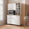 Urban Crafts White & Karlstad Oak Kitchen Cabinet with Wine Storage.