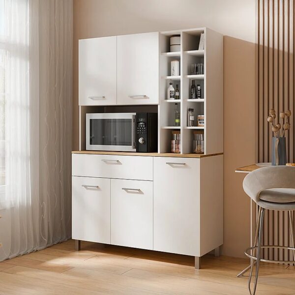 White-Oak-Kitchen-Cabinet-1A Urban Crafts White & Karlstad Oak Kitchen Cabinet with Wine Storage.
